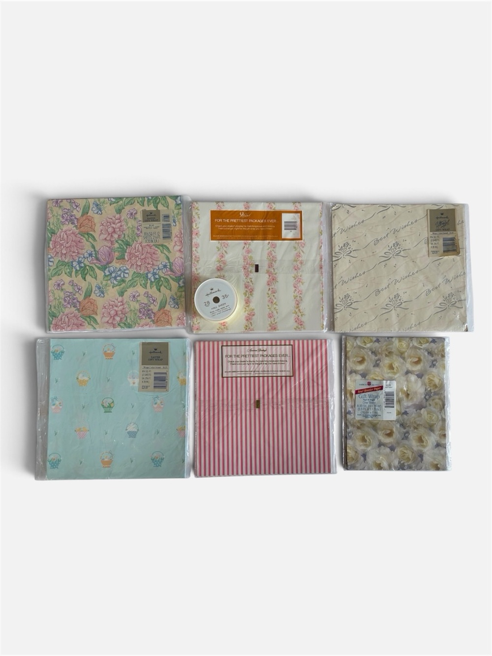 Vintage Gift Wrap & Ribbon Lot Hallmark Wedding Spring Easter Floral NEW NOS